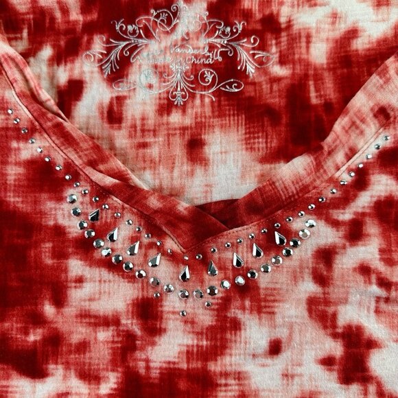 Gloria Vanderbilt Tops - Gloria Vanderbilt Tie Dye Shirt 3X Red/White 100% Cotton Stretch Pullover Top